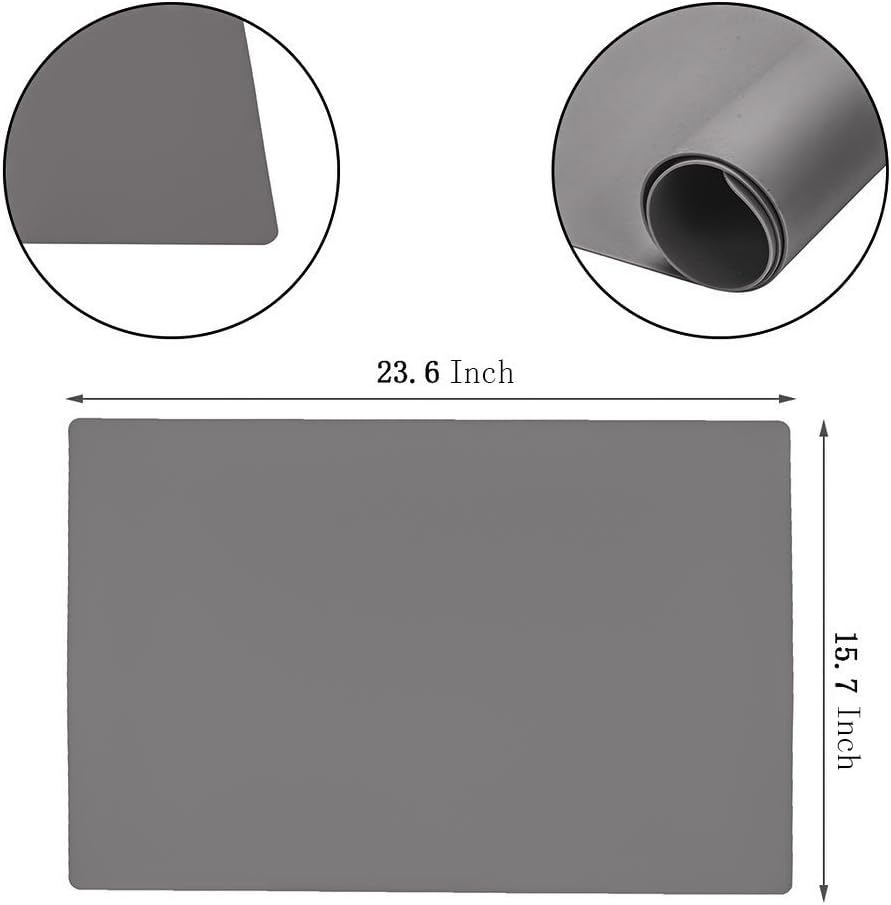 27.5 ''by 19.6 ''Oversize Silicone Placemat for Craft Flexible Multipurpose Huge Extra Large Size Non Slip Waterproof Baking Mat Sheet Black 1 PCS