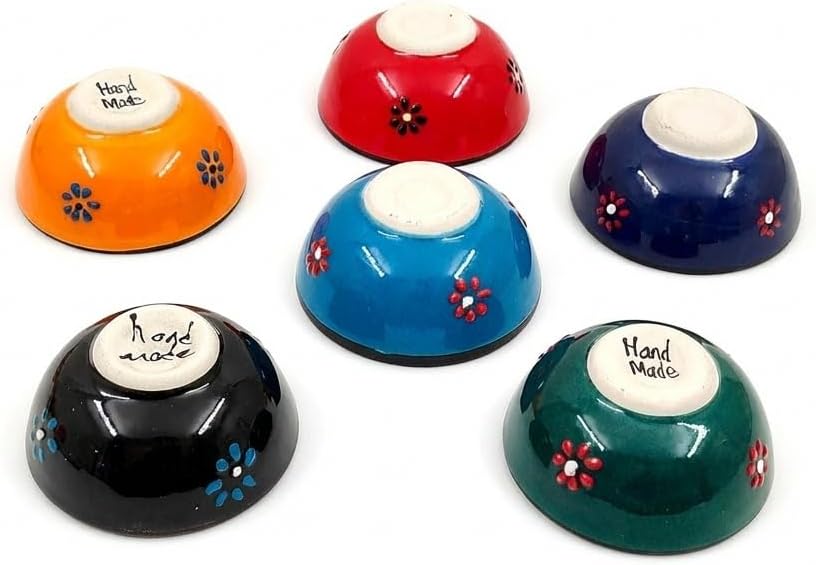 Terracotta Pinch Bowls Set of 8 – Small Ceramic Prep Bowls for Spices, Sauces & Dips – Mini Dipping Bowl for Kitchen Prep, Serving & Charcuterie – Colorful Handmade-Style Bowl