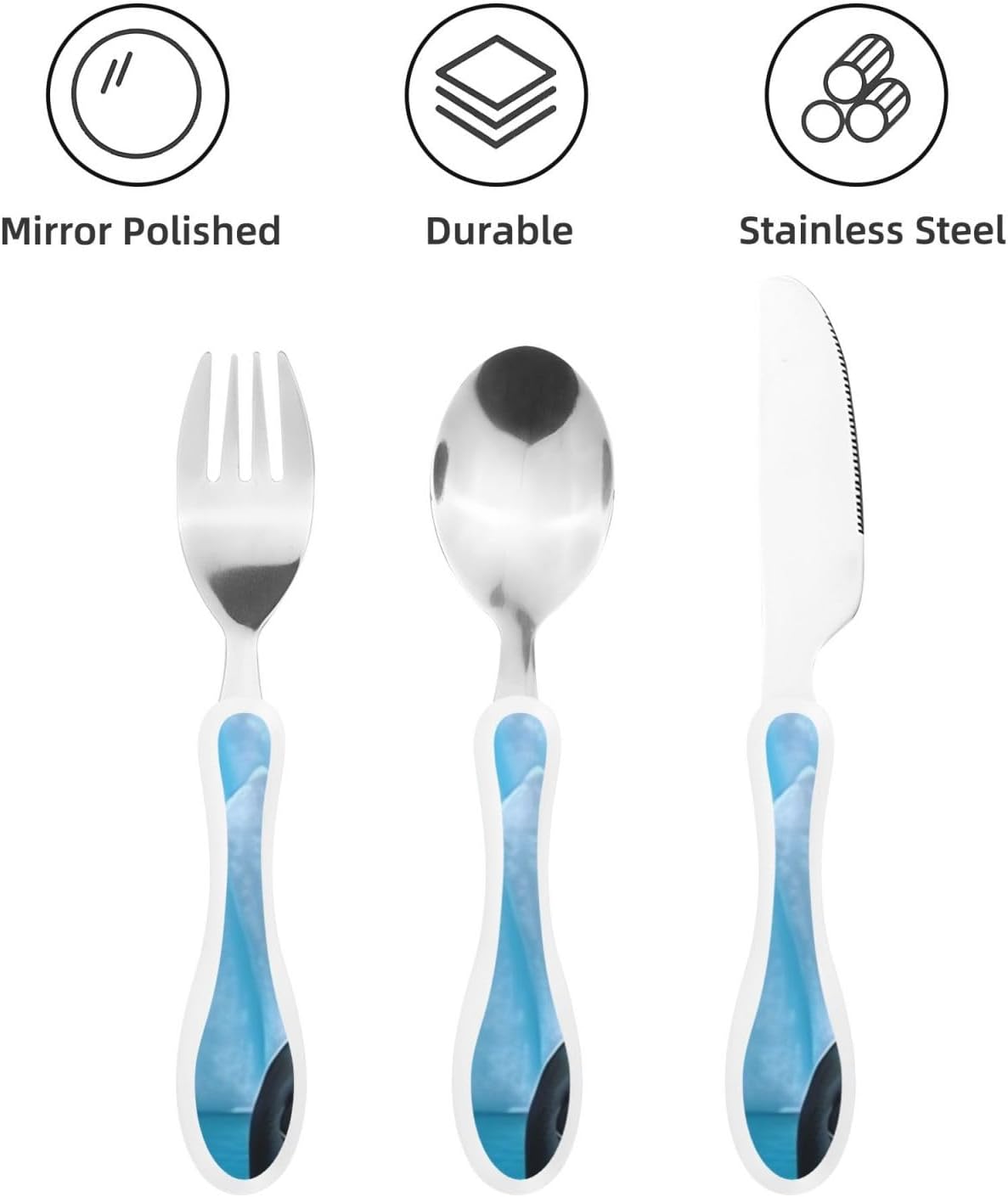 3-Piece Kids Silverware Set With Storage Case, Stainless Steel Reusable Children Safe Knife Spoon Fork Set Grim Reaper Children Flatware Set For Kids Lunch Box