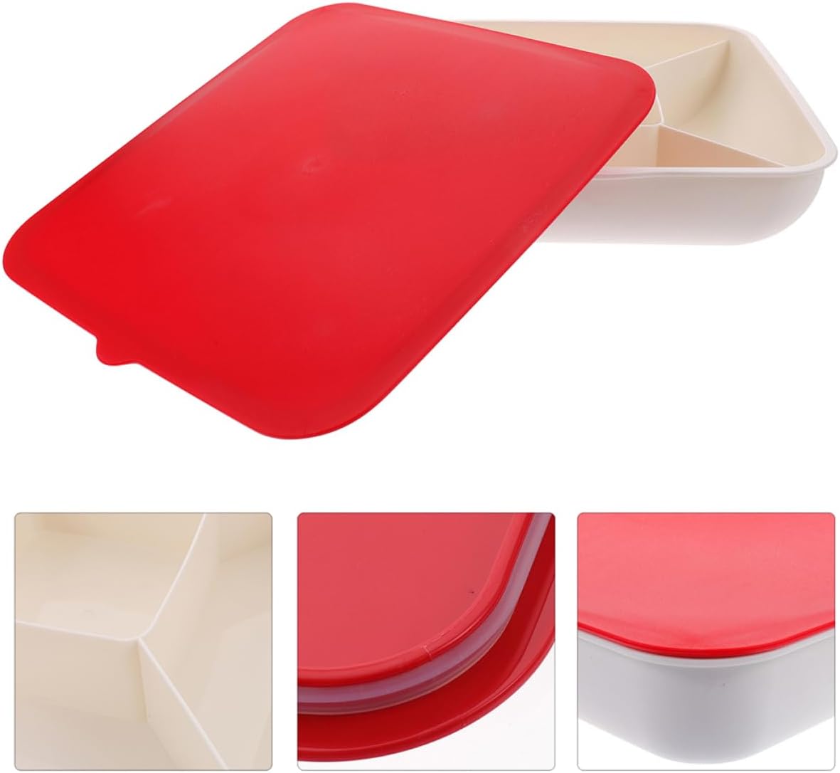 2-piece Snack Tray Organizer Divided Serving Tray Lid Fruit Plate Storage Box for Nuts Snack Plates Veggie