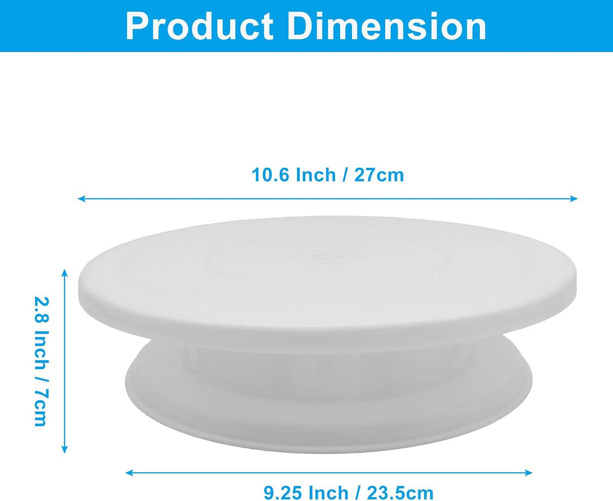 10.6 Inch Black Cake Turntable Spinning Cake Stand with Guides, Revolving Cake Turntable for Cake Decorating, Baking Cookies & Painting Crafts