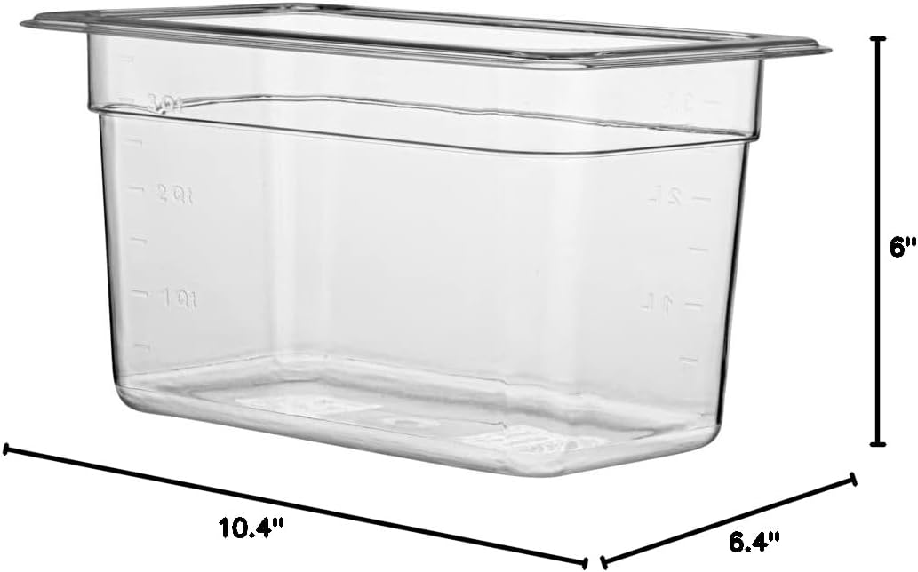Restaurantware-2.5 Inch Deep Food Pans, 1 1/6 Size Commercial Food Storage Container - Freezable, Break-Resistant, Clear Plastic Cold Pans, Dishwashable, For Kitchens, Restaurants, Or Cafeterias