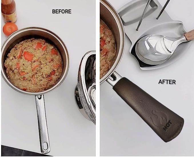Leather Cast Iron Skillet Pan Handle Cover (Standard 4.5) Thick Leather Heat Resistant Handle Holder for Cast Iron Skillets & Pans (Handmade)