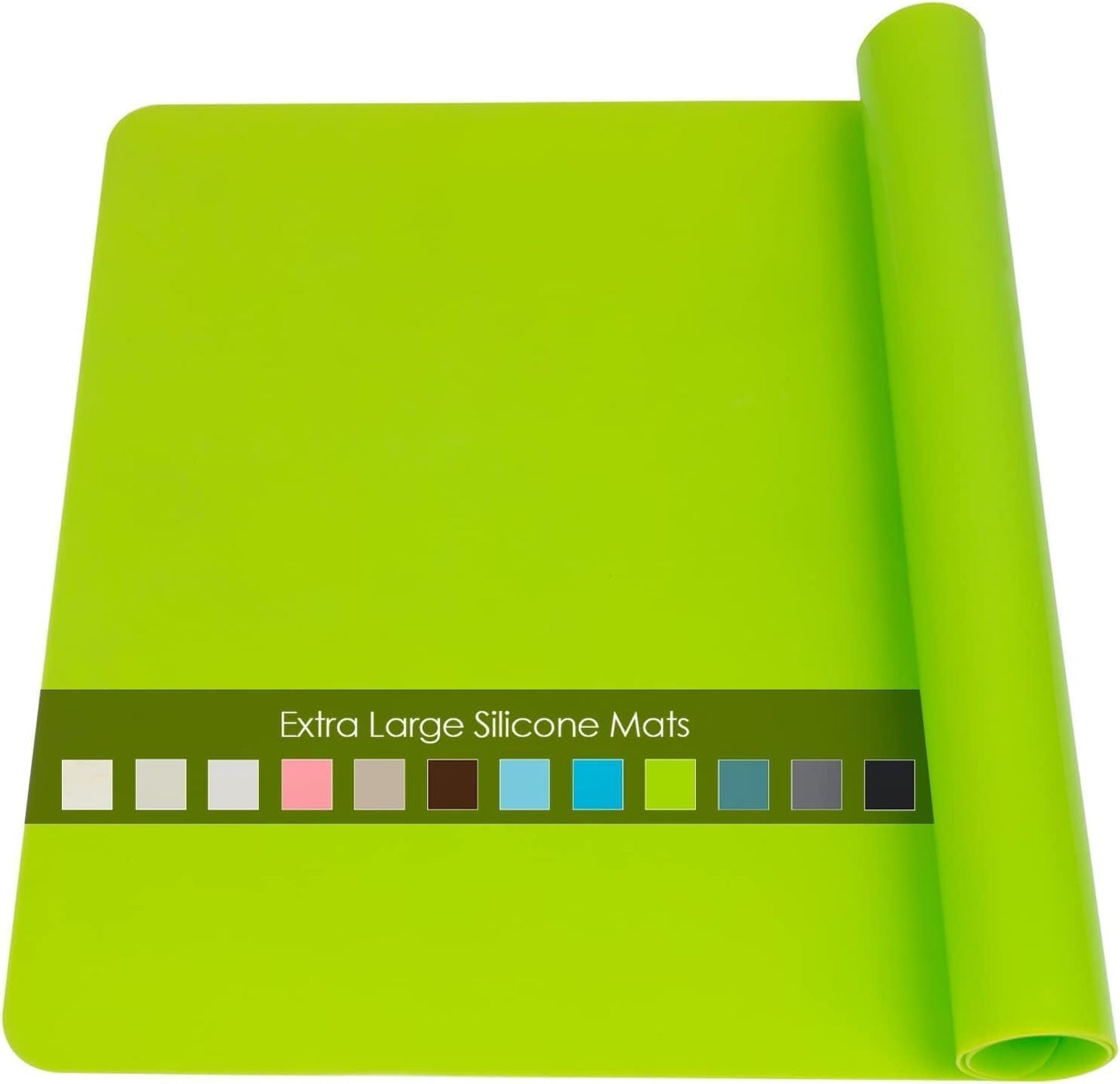 Extra Large Dark Green Countertop Mat - Silicone Table Kitchen Desk Mat - Non-Slip & Heat Resistant - Dinner Placemat Pastry Dough Rolling Mat - Colors A