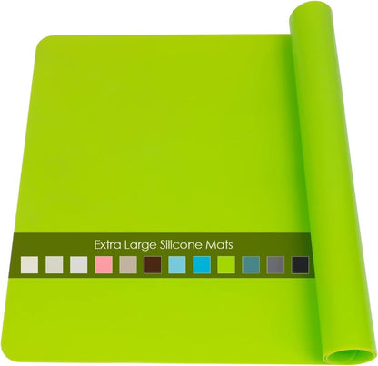 Extra Large Dark Green Countertop Mat - Silicone Table Kitchen Desk Mat - Non-Slip & Heat Resistant - Dinner Placemat Pastry Dough Rolling Mat - Colors A
