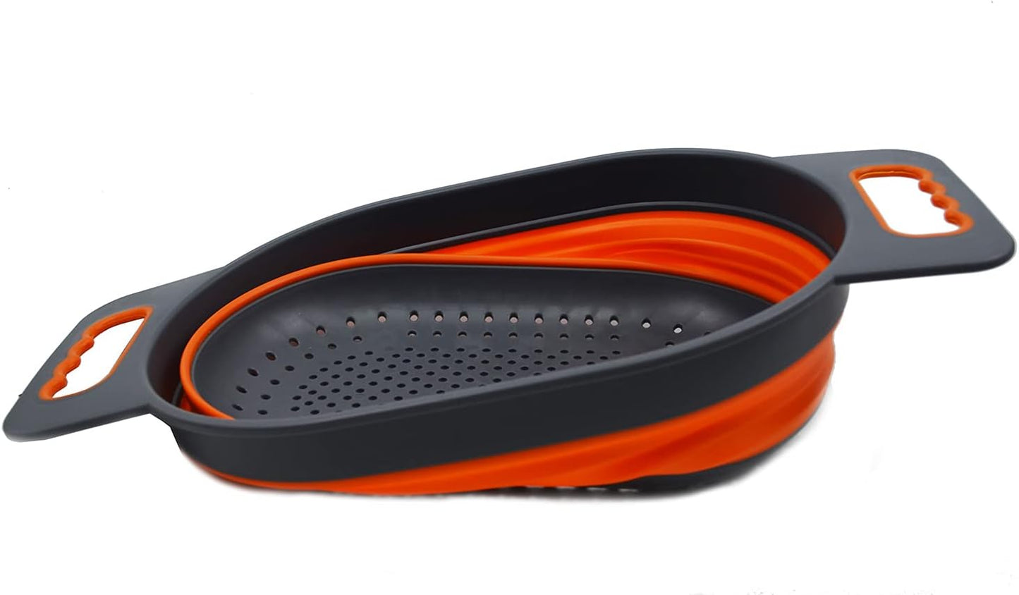 SAMMART 5L (1.3 gallon) Over The Sink Oval Colander (1, Grey/Fluorescent Green)
