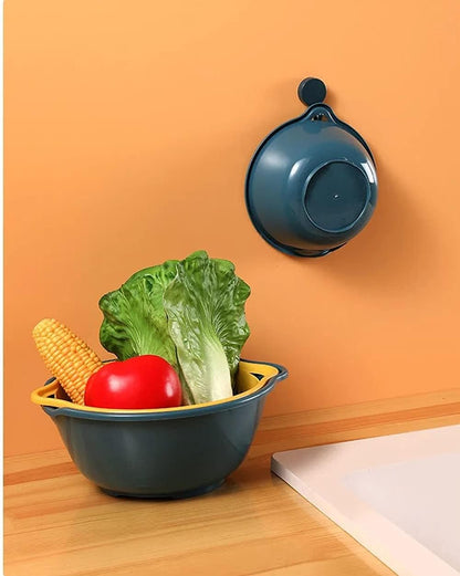 6 Pieces Colander with bowl, Food Strainer for Pasta Veggies and Fruits, BPA Free, Dishwasher Safe (blue)