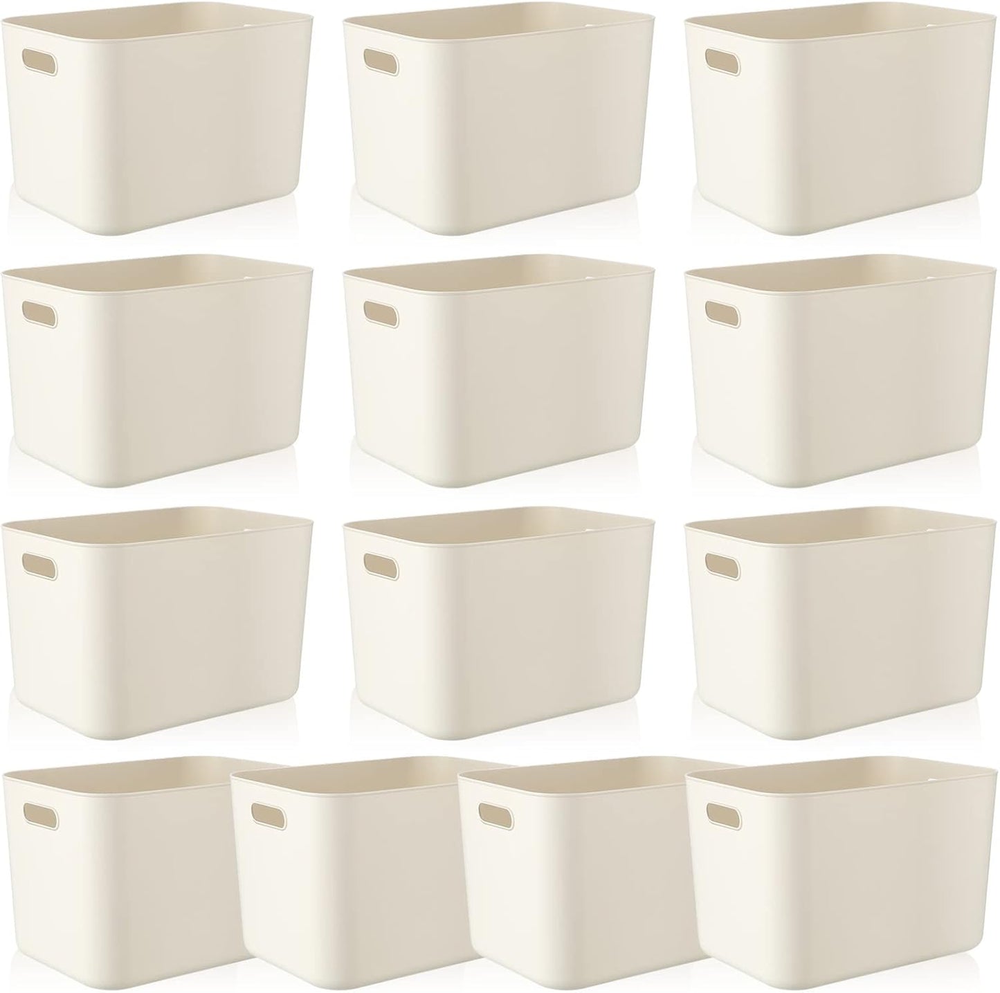 Zopeal Plastic Storage Bins 10 Pcs White Pantry Organizer Bins Small Baskets Storage Containers for Home Kitchen (10 x 7 x 6 Inch)