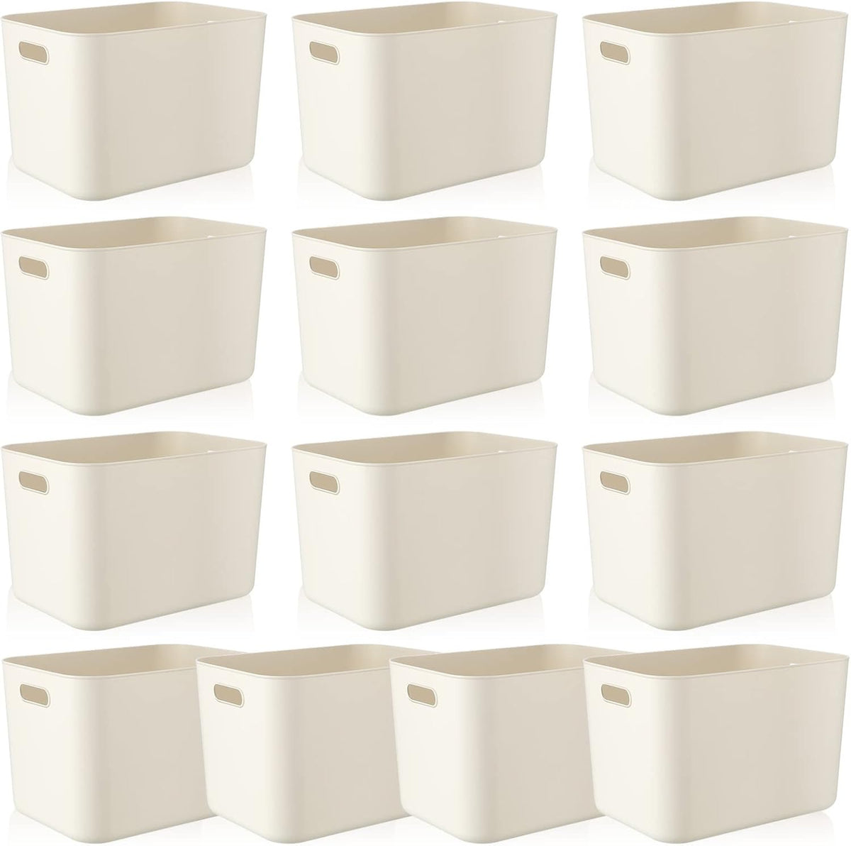 Zopeal Plastic Storage Bins 10 Pcs White Pantry Organizer Bins Small Baskets Storage Containers for Home Kitchen (10 x 7 x 6 Inch)
