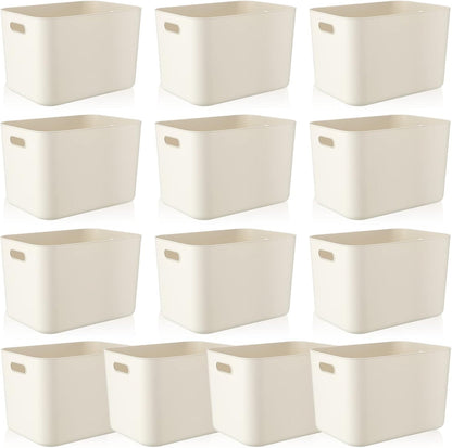Zopeal Plastic Storage Bins 10 Pcs White Pantry Organizer Bins Small Baskets Storage Containers for Home Kitchen (10 x 7 x 6 Inch)