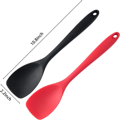 2 Pcs Silicone Spatula Spoon Set, Heat Resistant Spoonula & Flexible Scrapers for Baking Mixing, Non-Stick Kitchen Utensils - Seamless Soft Cooking Scoop, Serving Spatula for Bowls, Cookware