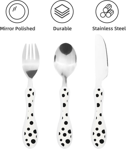 3-Piece Kids Silverware Set With Storage Case, Stainless Steel Reusable Children Safe Knife Spoon Fork Set Yellow Sunflowers Children Flatware Set For Kids Lunch Box