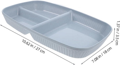 Portion Control Plate Divided Dinner Tray Three Compartment Food Serving Plate for Home Commercial Use Easy to Clean Snack Tray for Meal Prep Catering