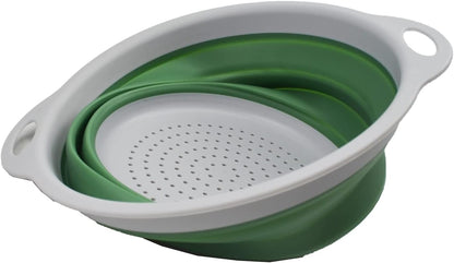 SAMMART 2.6L (0.68 gallons) Collapsible TPE/PP Colander & Bowl Set. Foldable Washing Basin - Portable Dish Washing Tub - Space Saving Colander