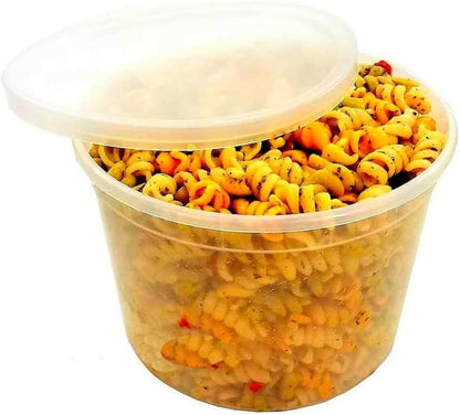 PACTOGO 64 oz (1/2 Gallon) Heavy Duty Round Plastic Deli Soup Containers with Lids, For Meal Prep Containers | BPA Free | Stackable | Leakproof | Microwave/Dishwasher/Freezer Safe (Pack of 10 Sets)