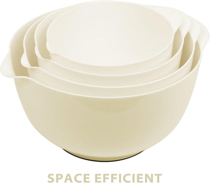 BoxedHome 4.5 Quart Large Plastic Mixing Bowls, Microwave Safe Mixing Bowl Set with Pour Spout, Nesting Bowls for Space Saving Storage(Violet Blue)