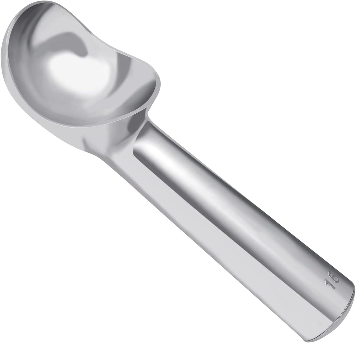 Pimoys Ice Cream Scoop, 7 Inch Aluminum, Nonstick, Bright Silver