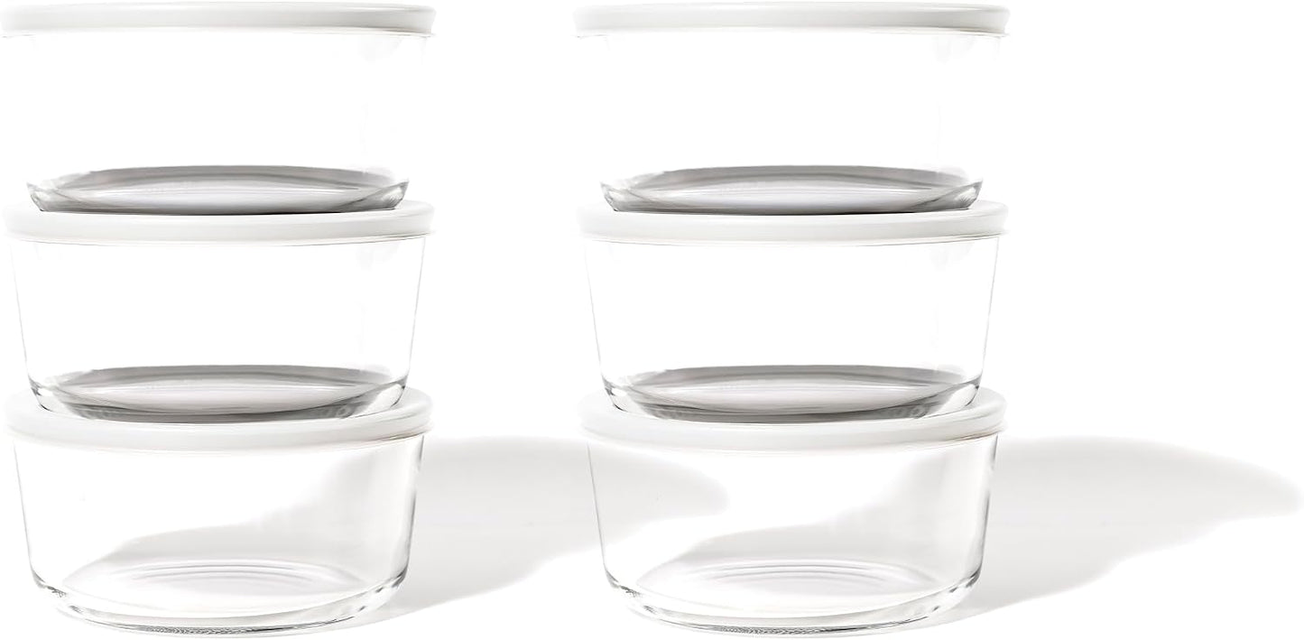 6-Piece Glass Food Storage Containers Set (3 Containers + 3 BPA-Free Lids) | 2-Cup, Leakproof | Microwave, Freezer, Oven & Dishwasher Safe | Ideal for Meal Prep & Pantry Organization, Pistachio