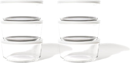 6-Piece Glass Food Storage Containers Set (3 Containers + 3 BPA-Free Lids) | 2-Cup, Leakproof | Microwave, Freezer, Oven & Dishwasher Safe | Ideal for Meal Prep & Pantry Organization, Pistachio