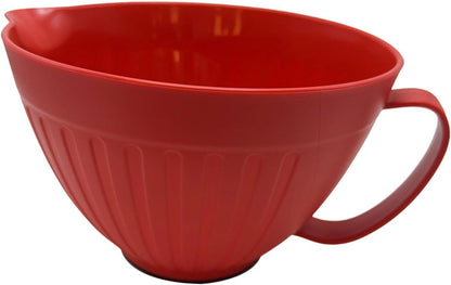 Amagogo 2.32 Qt Mixing Bowl with Pour Spout and Handle, Large Plastic Batter Bowl with Non-Slip Base, Nordic Kitchen Prep Bowl for Baking, Cooking, Salad & Prepping, Red