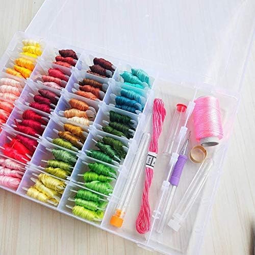 Opret 15 Grids Bead Organizer(4 Pack), Earring Organizer Box, SMALL Plastic Clear Organizing Containers with Adjustable Dividers for Crafts Jewelry Screws Small Items, Size 6.9×3.9×0.9in