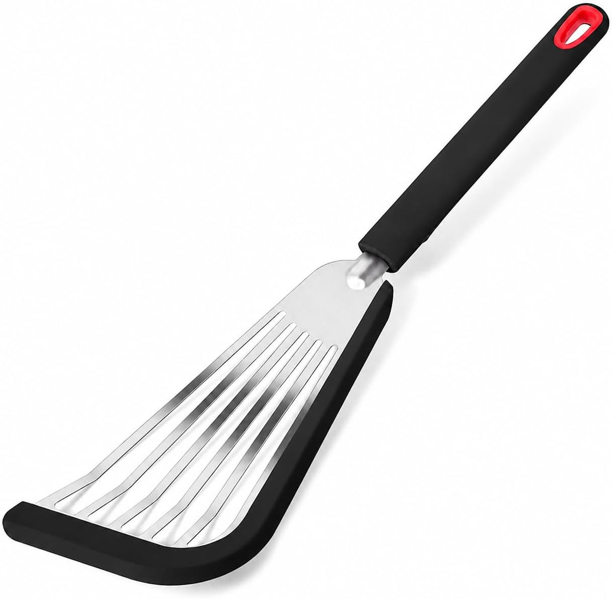 Nonstick Fish Spatula With Silicone Edge, FENGCHEN Silicone Fish Spatula, Heat-Resistant Fish Turner Spatula,Fish Spatulas For Cooking, For Scrapping, Flipping, Frying, Turning Foods (Silver)
