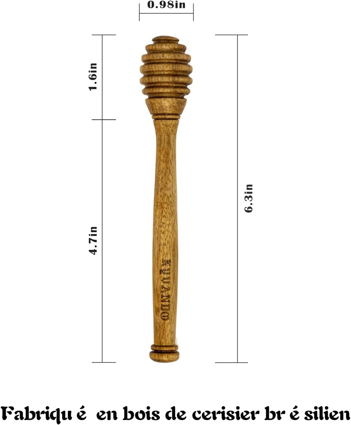 Brazilian Cherry Wood Honey Dipper - Durable & Warp-Resistant, Preserves Honey Purity, 2pcs, 6.3 Inch