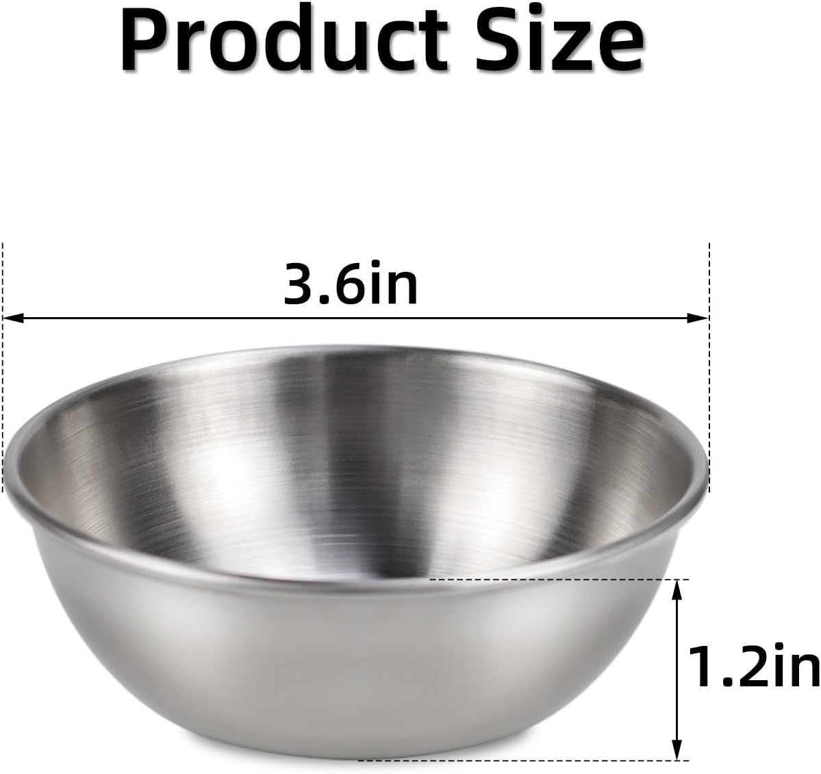 4 Pack Stainless Steel Sauce Dishes Mini Round Seasoning Bowl Sushi Dipping Bowls Appetizer Plates Individual Saucers Bowls Small Soy Sauce Dish 3.6 Inch Condiment Cups Small Metal Bowl (Sliver)