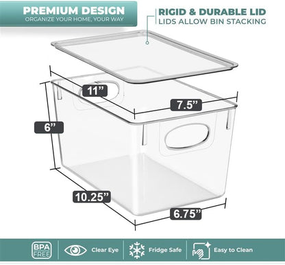 Sorbus 8-Pack Small Clear Plastic Storage Bins – Organizers for Kitchen, Pantry, Fridge, Cabinet & Refrigerator