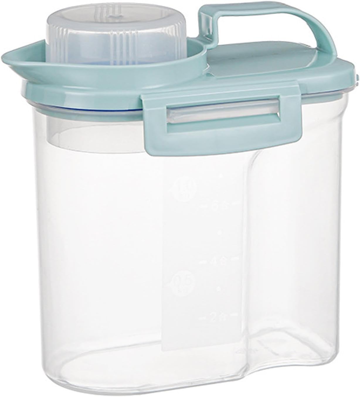 5.5lbs Clear Food Dispenser Container - Airtight Rice Storage Barrel With Handle And Dustproof Measuring Cup, Large Capacity Bin For Soybeans, Grains, Oats, Flour, Lentils, Pasta, Pet Food