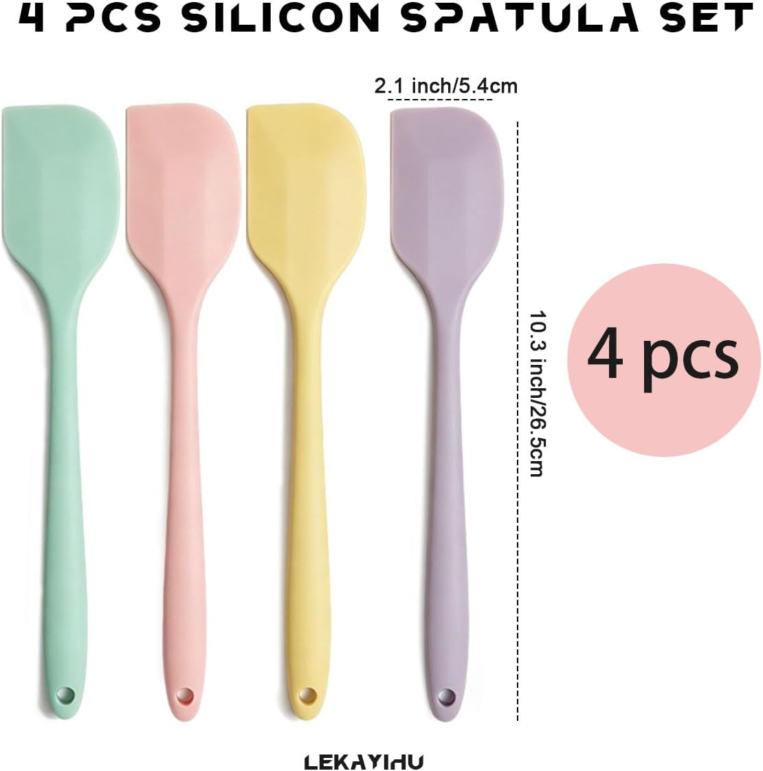 4 PCS Silicone Spatula,Rubber Spatula with Stainless Steel Core11 Inch Non-scratch Baking Cooking 8Inch Spatula Set Flexible Heat Resistant (Black)