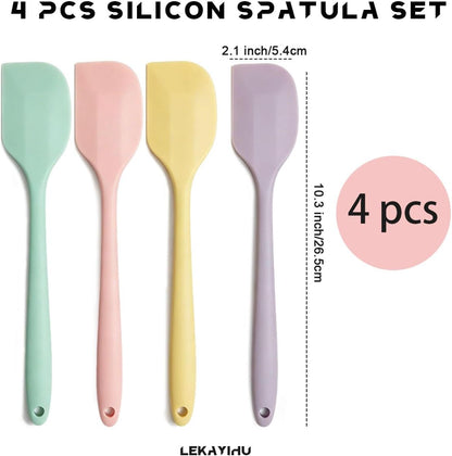 4 PCS Silicone Spatula,Rubber Spatula with Stainless Steel Core11 Inch Non-scratch Baking Cooking 8Inch Spatula Set Flexible Heat Resistant (Black)