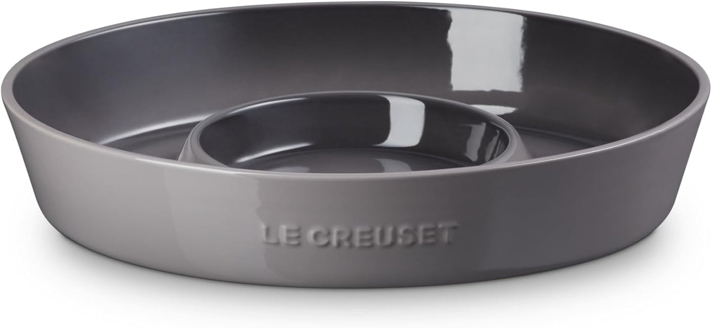 Le Creuset Stoneware Signature Oval Chip and Dip Platter, 13", White