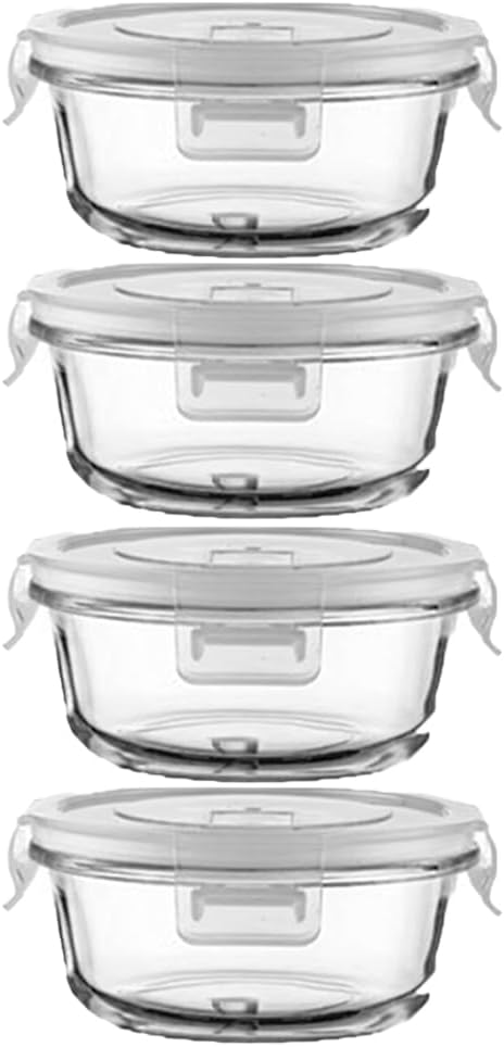 8 Pcs Square Glass Food Storage Container with Lids, 16OZ Square Glass Meal Prep Containers Set, 2 Cup glass Food Storage for Lunch Salad, Microwave, Oven, Freezer, Dishwasher Safe (4 Pack)