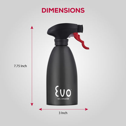 Evo Oil Sprayer 18/8 Stainless Steel, Non-Aerosol for Olive, Cooking Oils, and Vinegars, Silver, 16-Ounce Capacity