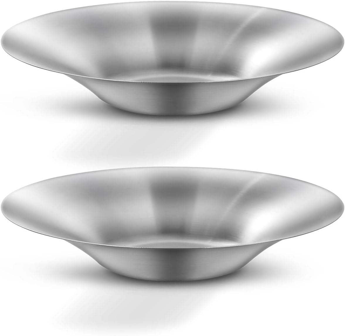 WAGENSTEIGER A Set of 4 Stainless Steel Dinner Plates, Salad Bowls, Spaghetti Serving Platters, Buffet Party Pans, Catering Trays, Classic Brushed Finish, Great for Both Hot & Cold Dishes (4)