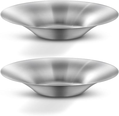 WAGENSTEIGER A Set of 4 Stainless Steel Dinner Plates, Salad Bowls, Spaghetti Serving Platters, Buffet Party Pans, Catering Trays, Classic Brushed Finish, Great for Both Hot & Cold Dishes (4)