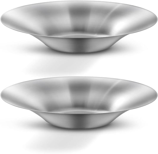 WAGENSTEIGER A Set of 4 Stainless Steel Dinner Plates, Salad Bowls, Spaghetti Serving Platters, Buffet Party Pans, Catering Trays, Classic Brushed Finish, Great for Both Hot & Cold Dishes (4)