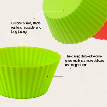 12 Pack Reusable Silicone Baking Cups Set(2.8" Lx1.4" H), Non-stick Muffin Liners, Easy To Clean & Heat-resistant Muffin Molds for Party Birthday Halloween Christmas(Multicolor)