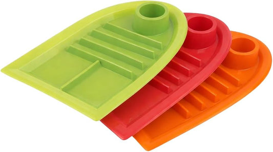 Set of 3 Taco Holder Plates – Plastic Divider Taco Trays with Stand-Up Slots, BPA-Free, Dishwasher & Microwave Safe