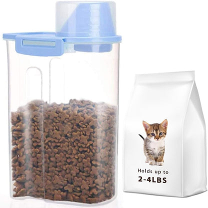 Pet Food Storage Container with Measuring Cup, Pour Spout and Seal Buckles Food Dispenser for Dogs Cats (Purple)