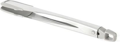 Calphalon Edge Tongs Set, 2-Piece Stainless Steel Kitchen Tongs Set with Silicone Heads, Includes 9-Inch & 12-Inch Heat-Resistant Locking Tongs for Cooking, Grilling & Serving, Taupe