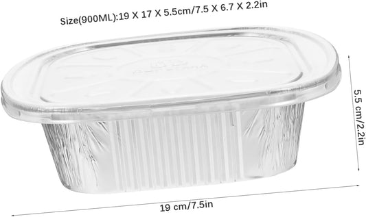 PRETYZOOM Square Aluminum Foil Tray Lid – 10 Sets of BBQ Grill Baking Containers Food Takeout Boxes Oven Safe for Air Fryers and Meal Prep