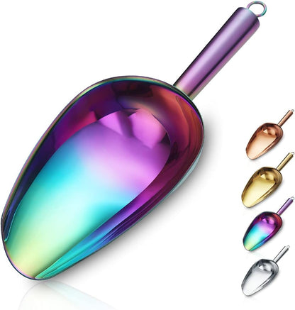 Berglander Stainless Steel Ice Scoop 6 OZ, Metal Ice Scooper For Ice Maker, Multipurpose For Candy Kitchen Bar Party Wedding Pet Animal Dog Food Scoop Beach Shovel (Silver)
