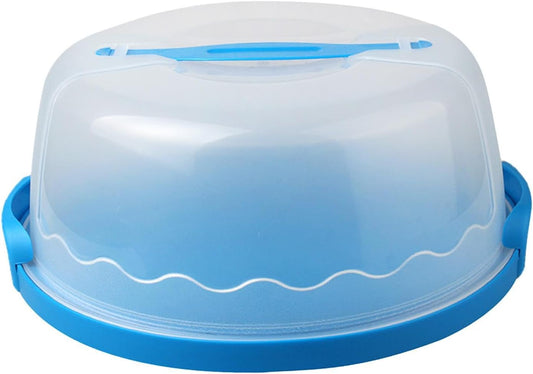MagiDeal Cake Carrier,Cake Keeper Stand,Fits 10 inch Cake,Holds Pies,Round Cupcake Storage,with Lid and Handle,Cake Storage Container, green, 28.7cmx13cm