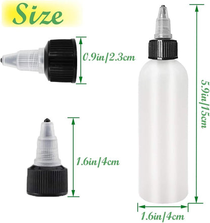 20-Pack 4oz/120ml Plastic Boston Squeeze Bottles with Twist Top Cap