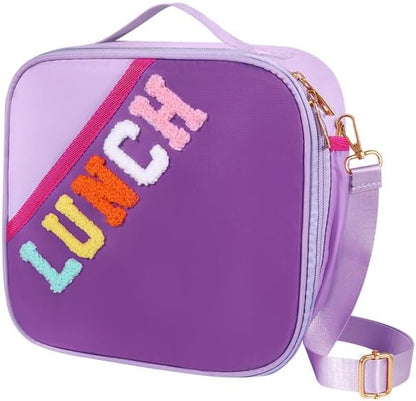 Nsrzua Lunch Bag Kids-Kids Insulated Lunch Bag with Adjustable Strap - Reusable Leakproof Lunch Box for Girls, Preppy School Lunch Tote for Travel, Picnic,School & Winter Camp