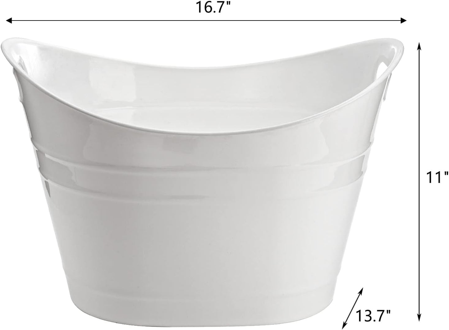 ZEAYEA 4 Pack Beverage Tub, 18L Plastic Beer Bottle Bucket with Handles, White Party Tub for Drinks, Plastic Buckets for Ice Wine Beer Bottle Cooler
