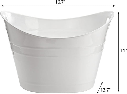 ZEAYEA 4 Pack Beverage Tub, 18L Plastic Beer Bottle Bucket with Handles, White Party Tub for Drinks, Plastic Buckets for Ice Wine Beer Bottle Cooler
