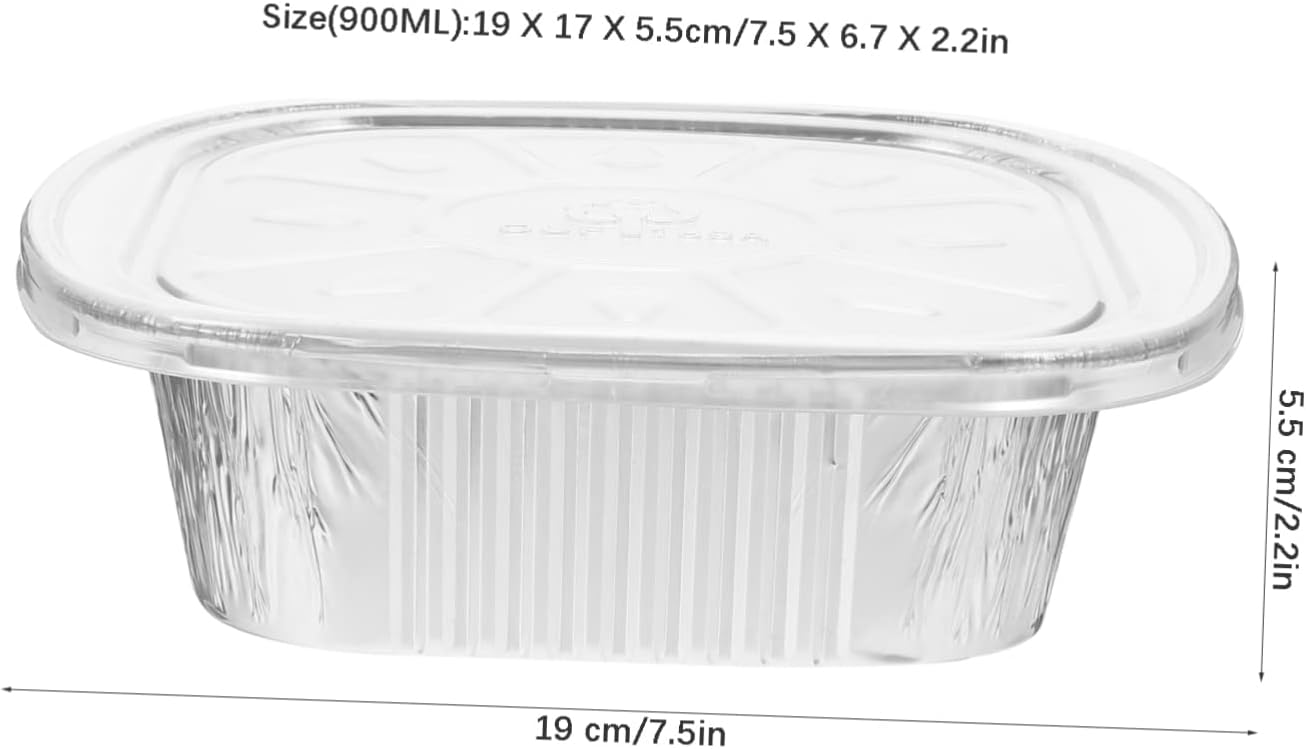 10Sets Aluminum Foil Food Storage Boxes with Lids Versatile Grill Tray Air Fryer Baking Pans for Bbq Meal Prep and Catering Events Stackable Design